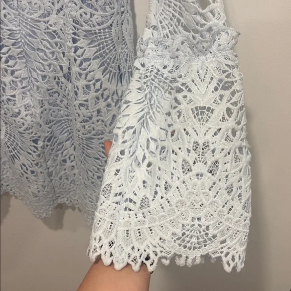 Marciano Light Blue Lace Long Sleeve Dress - Picture 9 of 16